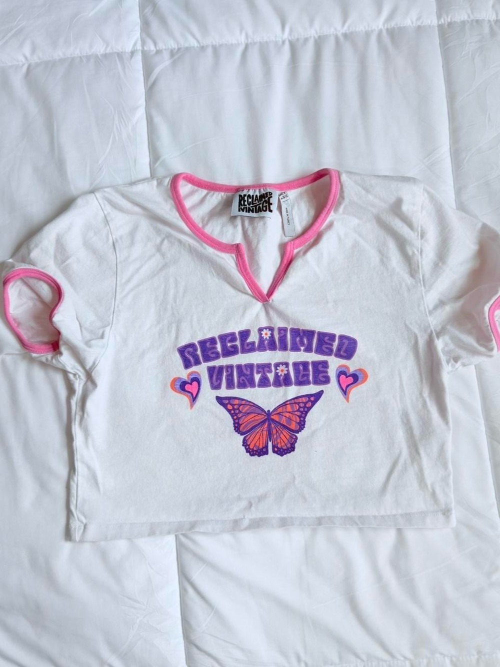 Reclaimed Vintage butterfly graphic baby tee